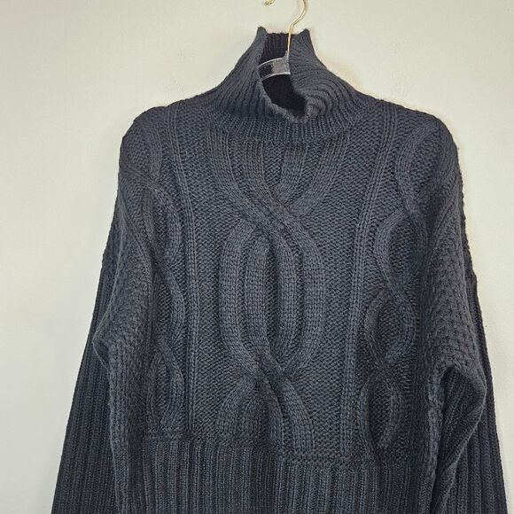 Express Black Cable Knit Turtleneck Sweater NWT Woman's Size Small - Picture 2 of 8